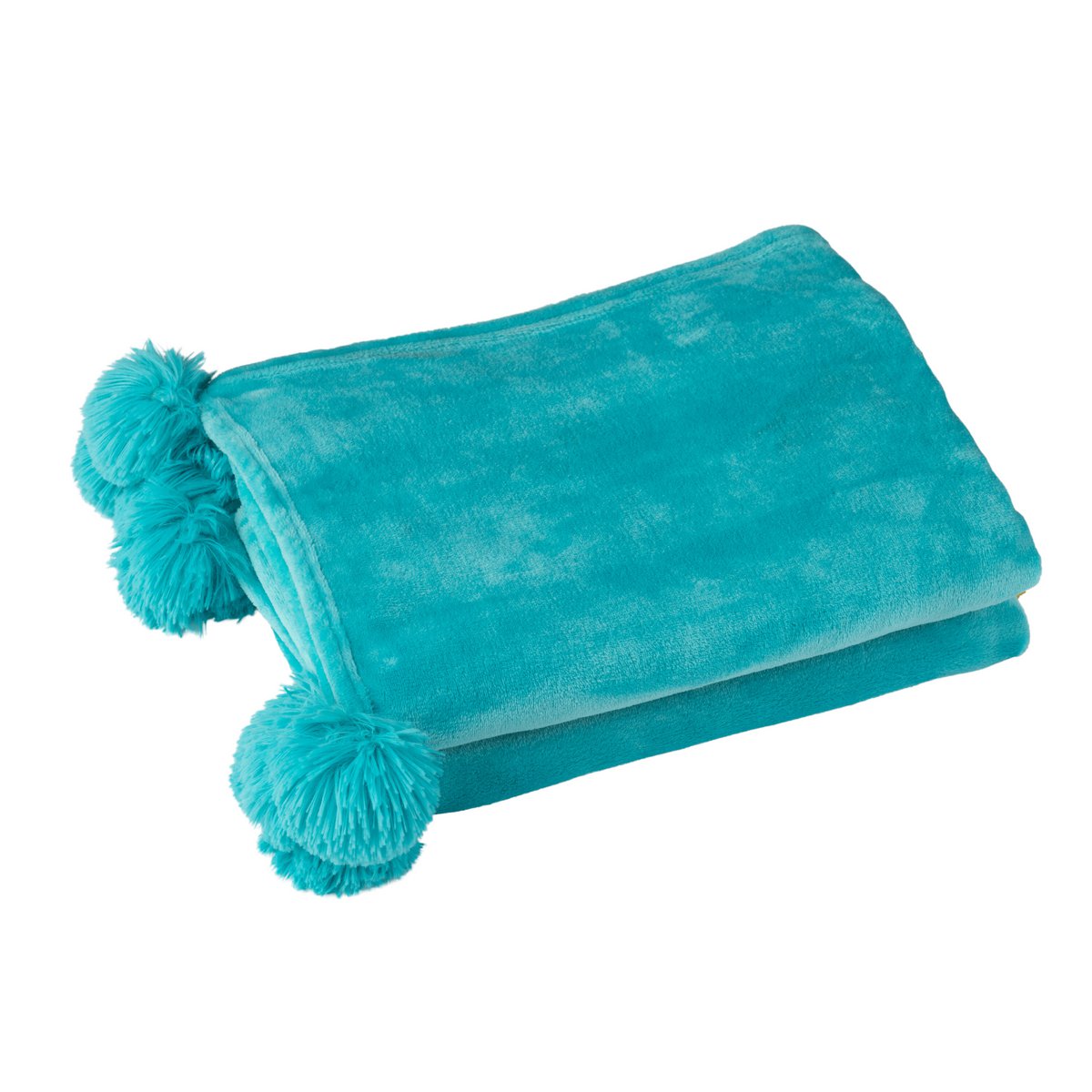 J-Line – Kariertes Pompon-Polyester-Azurblau