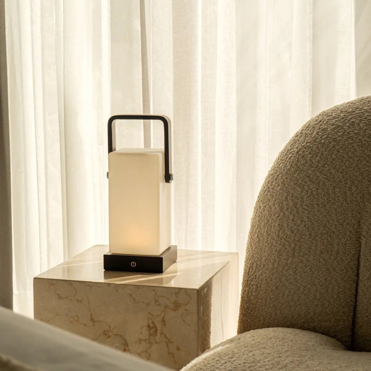 Tavellio-Amsterdam - Harper Donkerbruine Houten Lamp – Snoerloze Oplaadbare Tafellamp met Handvat