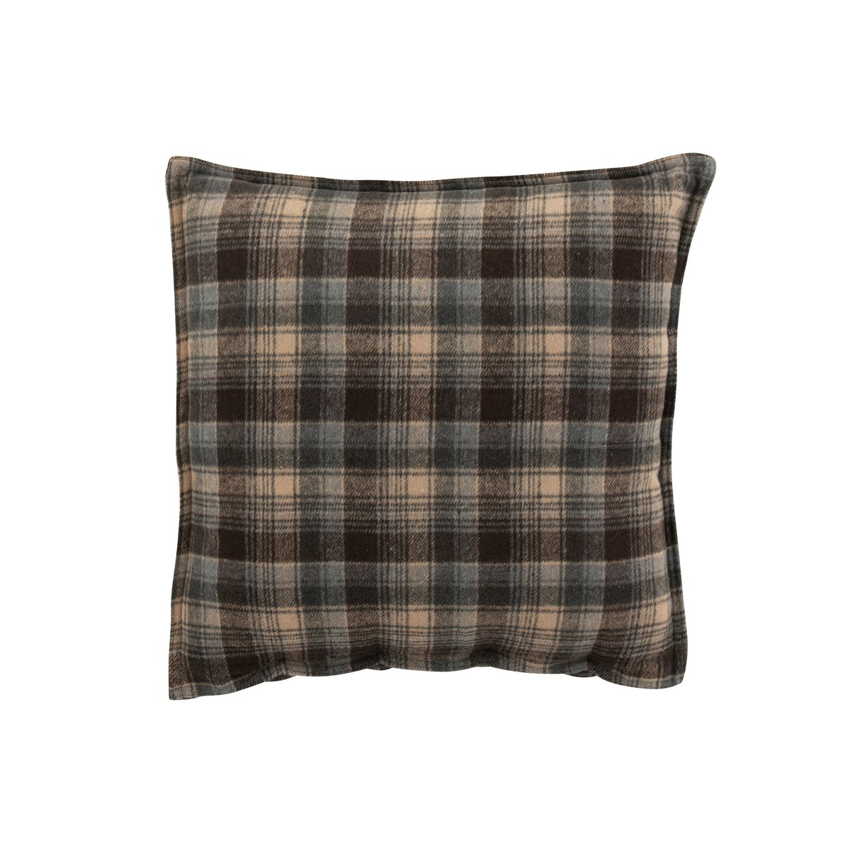 J-Line - Coussin décoratif 'Checkered' (Marron/Gris/Beige, 45cm x 45cm)