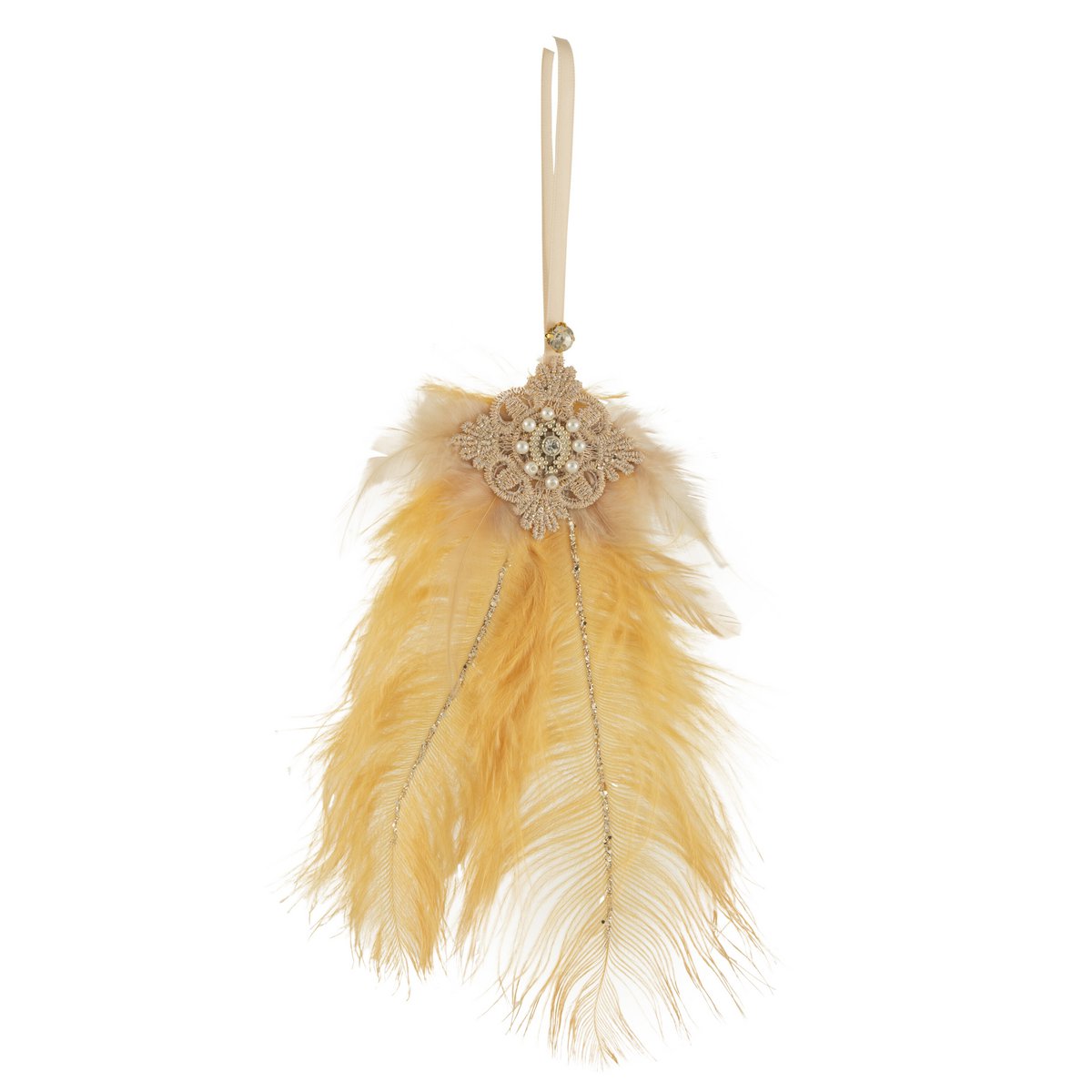 J-Line - Suspension décorative 'Feather' (Jaune ocre)