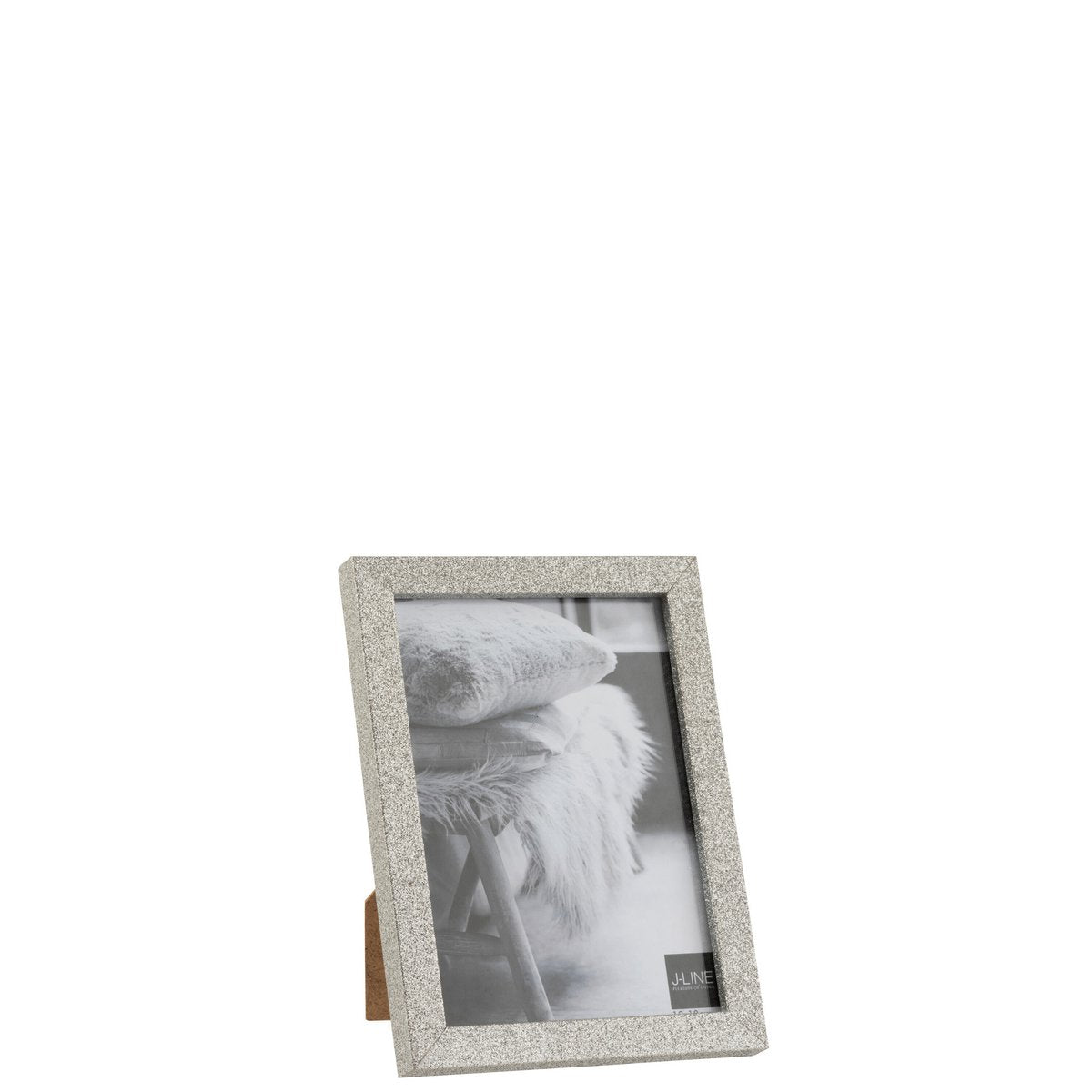 J-Line - Cadre Photo 13X18 Bois Pailleté Argent Moyen