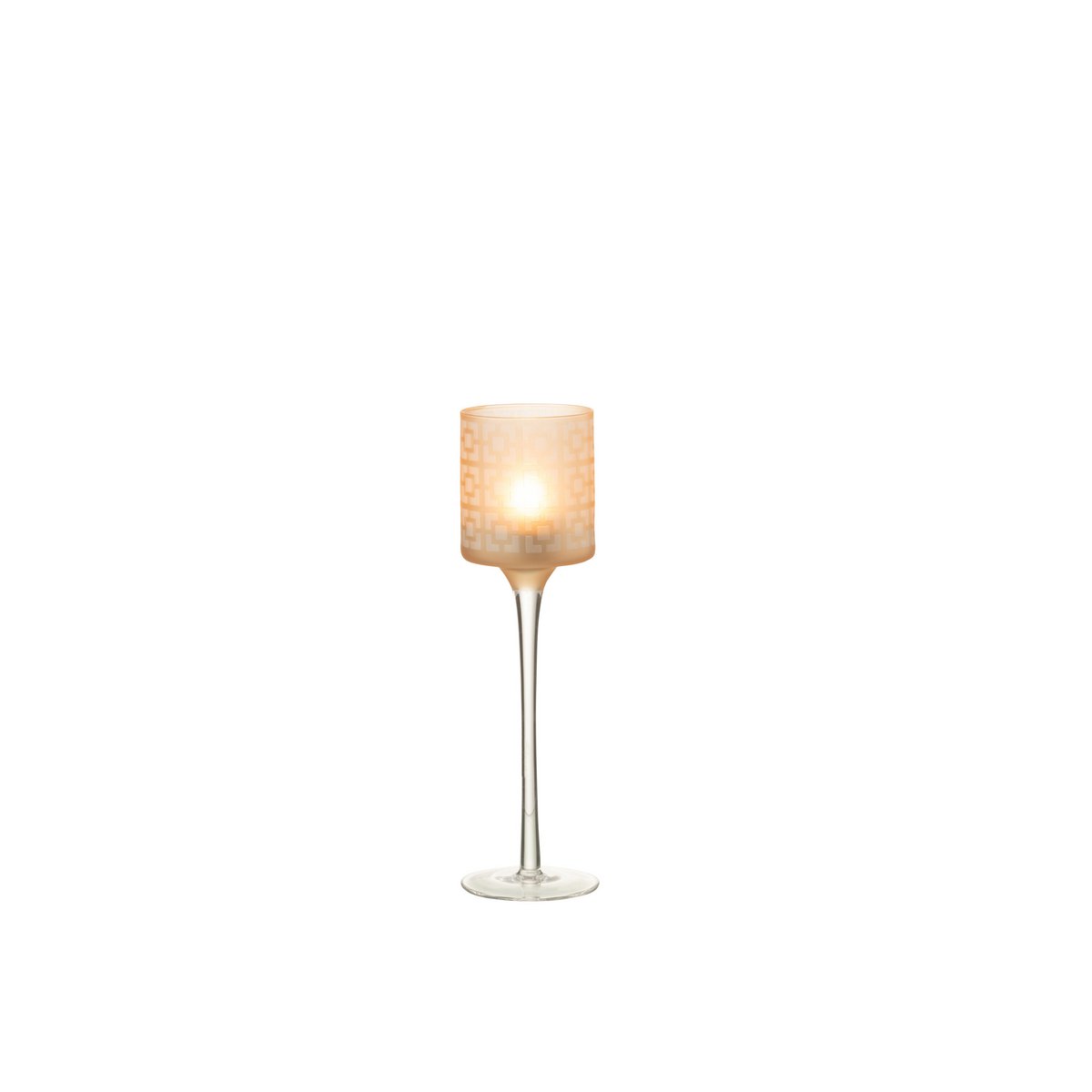 J-Line - Teelichthalter auf Fuß - Glas - Beige - Klein