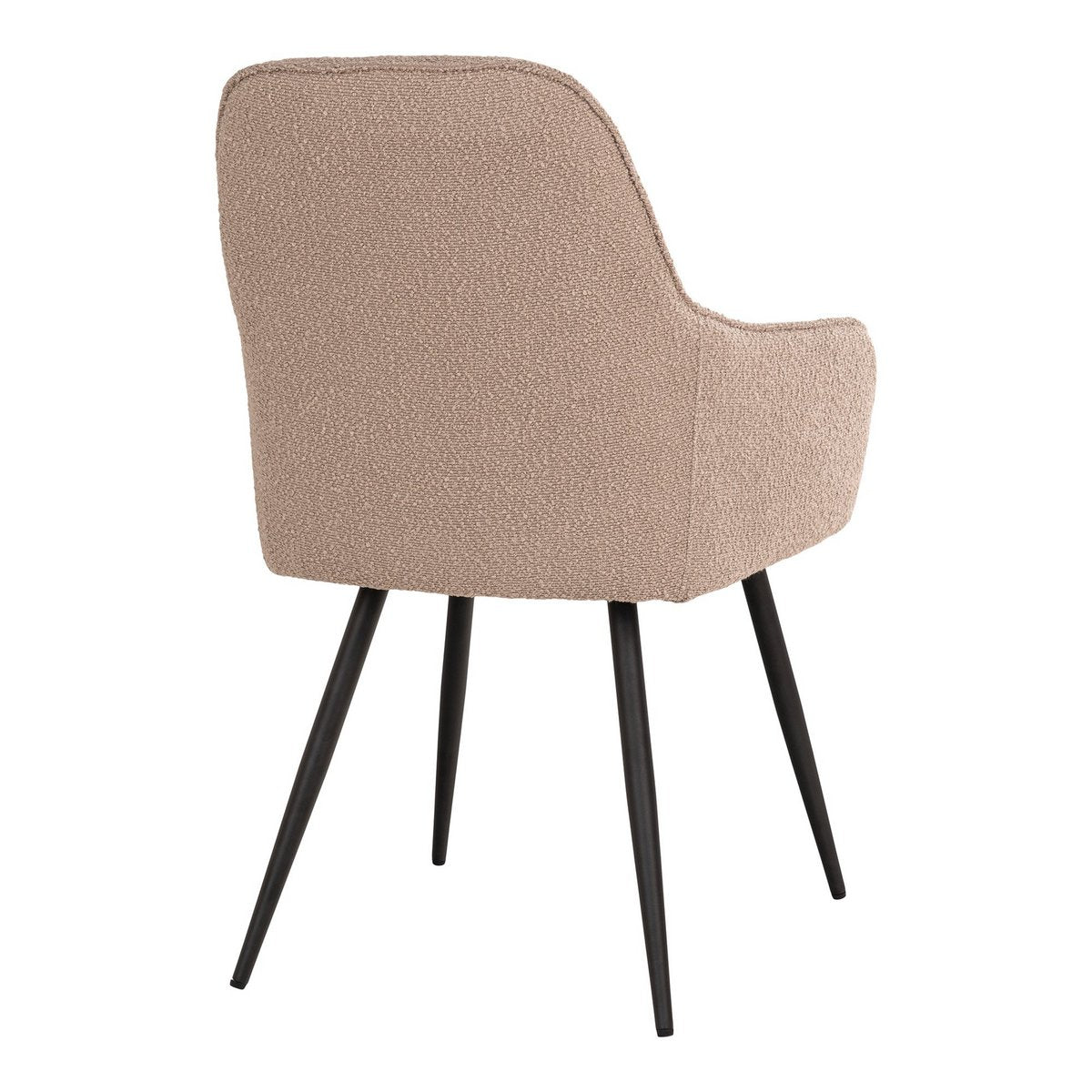 House Nordic - Harbo Dining Chair - Eetkamerstoel in bouclé, beige met zwarte poten, HN1233 - Set van 2