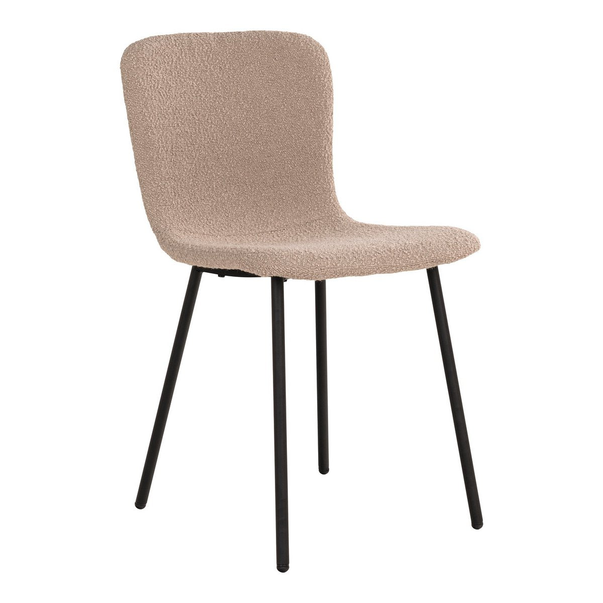 House Nordic - Halden Dining Chair - Eetkamerstoel in bouclé, beige met zwarte poten, HN1233 - set van 2