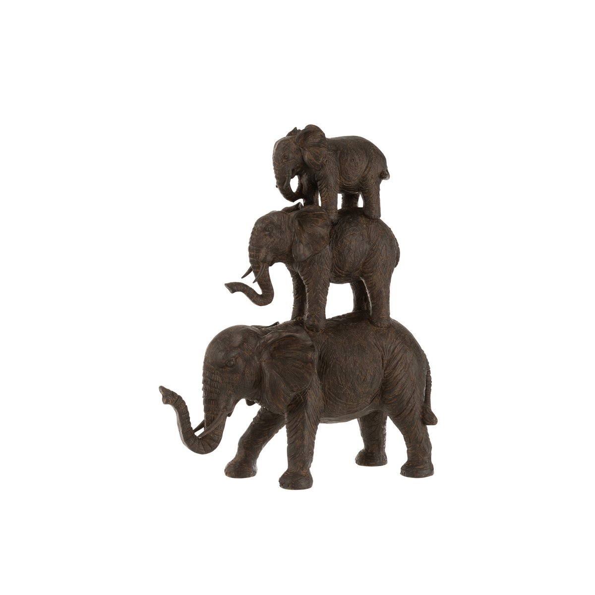 J-Line - Éléphant 3 en rangée Poly Marron Foncé