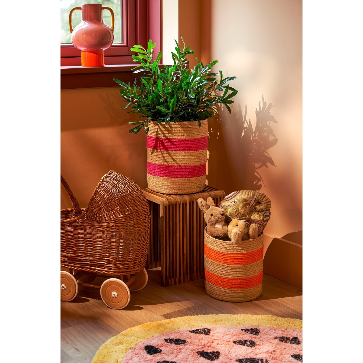 Mica Decorations - Panier Nacho - Lot de 2 - H34 x Ø29 - FSC Mix - Rose Foncé, Orange