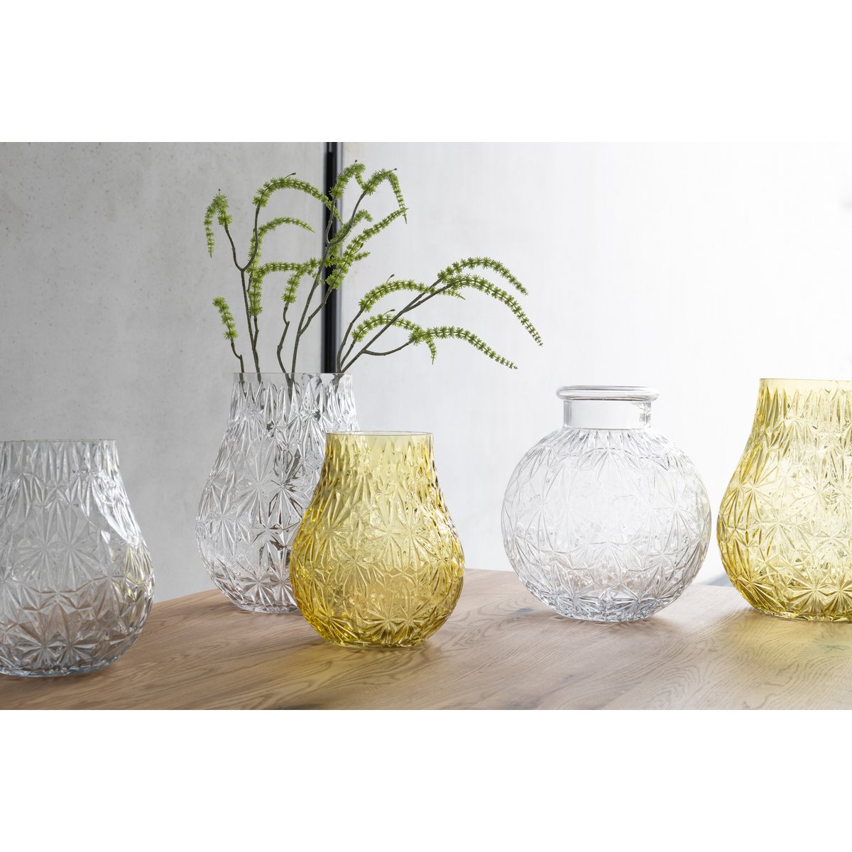 J-Line - Vase Nox Cut - Verre - Jaune - Petit