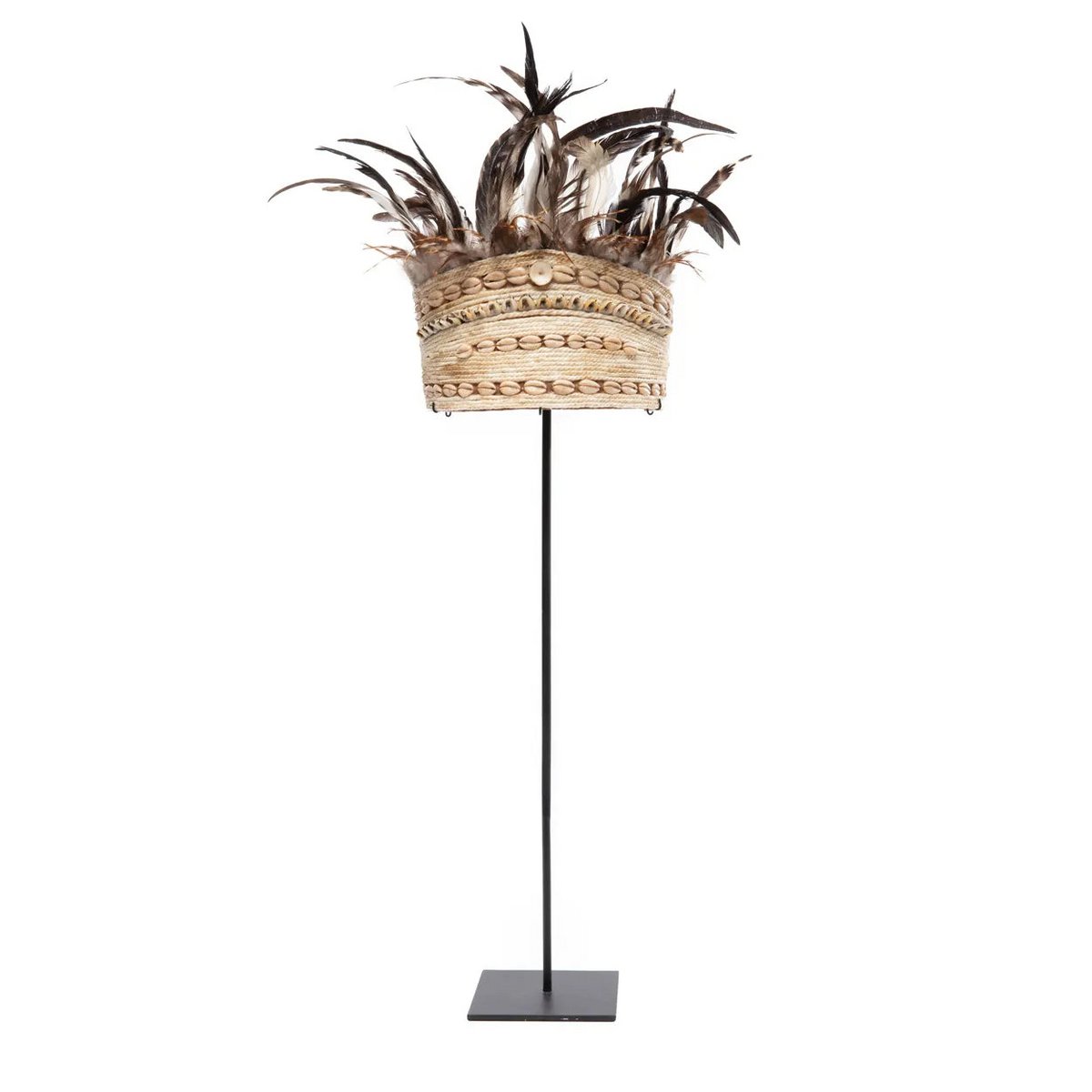 Bazar Bizar - Chapeau en plumes sur pied 'Guinea Feather' (Natural Black)