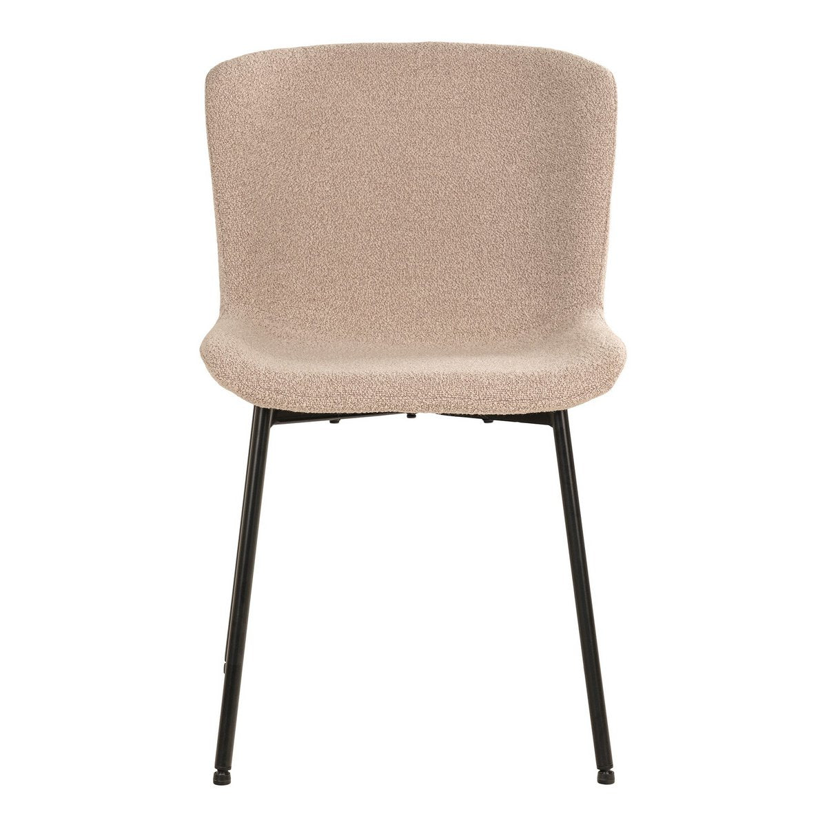 House Nordic - Maceda Dining Chair - Eetkamerstoel in bouclé, beige met zwarte poten - Set van 2