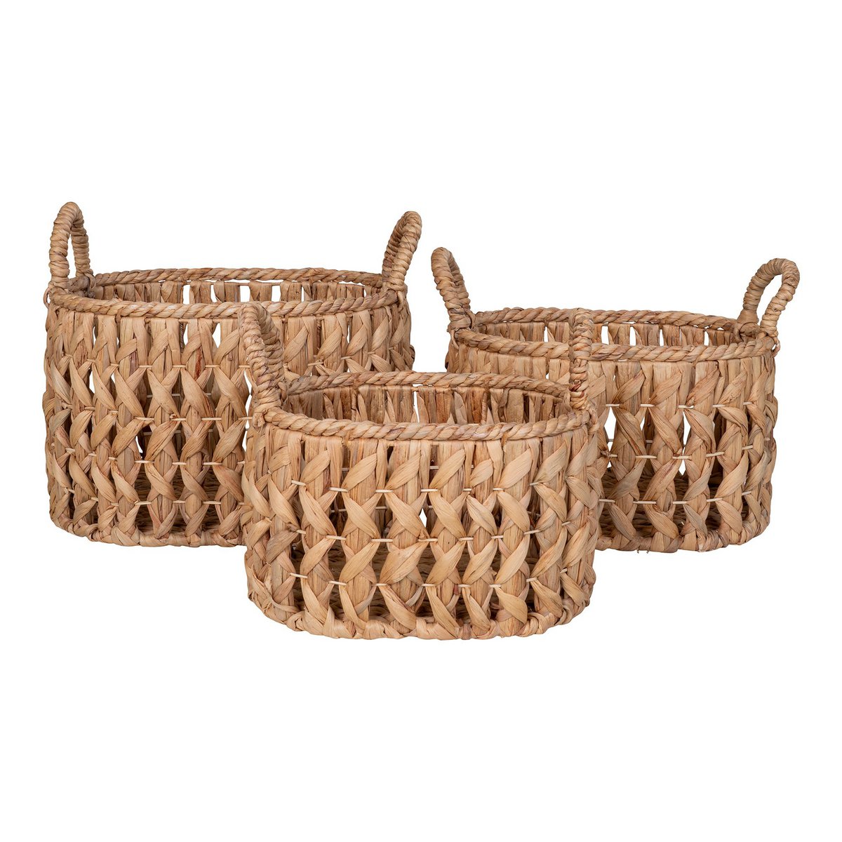 House Nordic - Balerma Basket - Panier avec anses, jacinthe d'eau, naturel, lot de 3