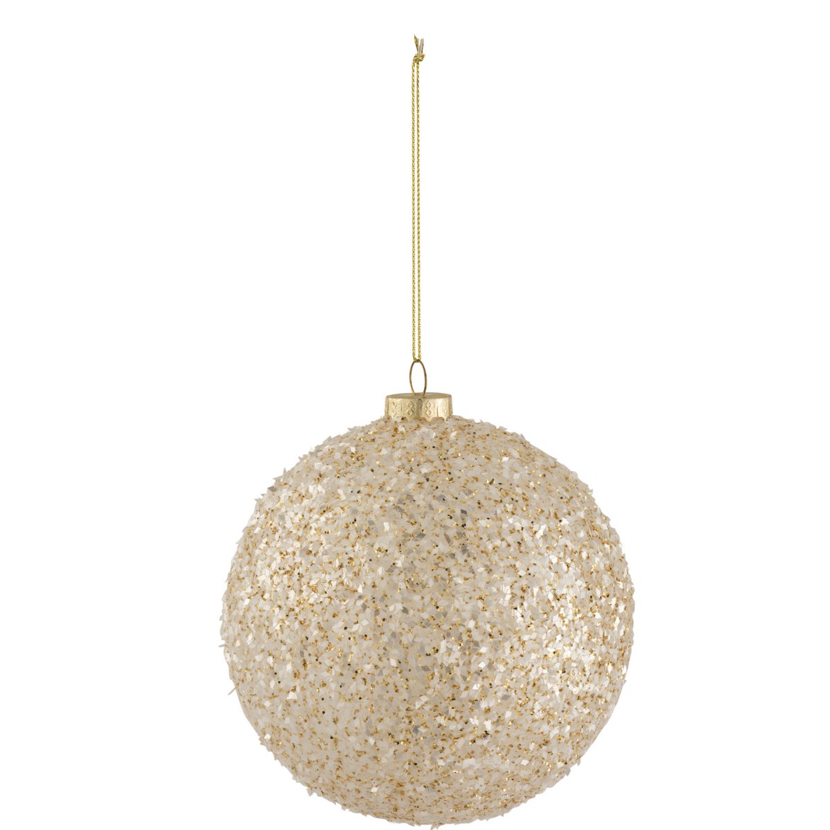 J-Line - Weihnachtskugel 'Grove' (Gold/Weiß, Größe L)