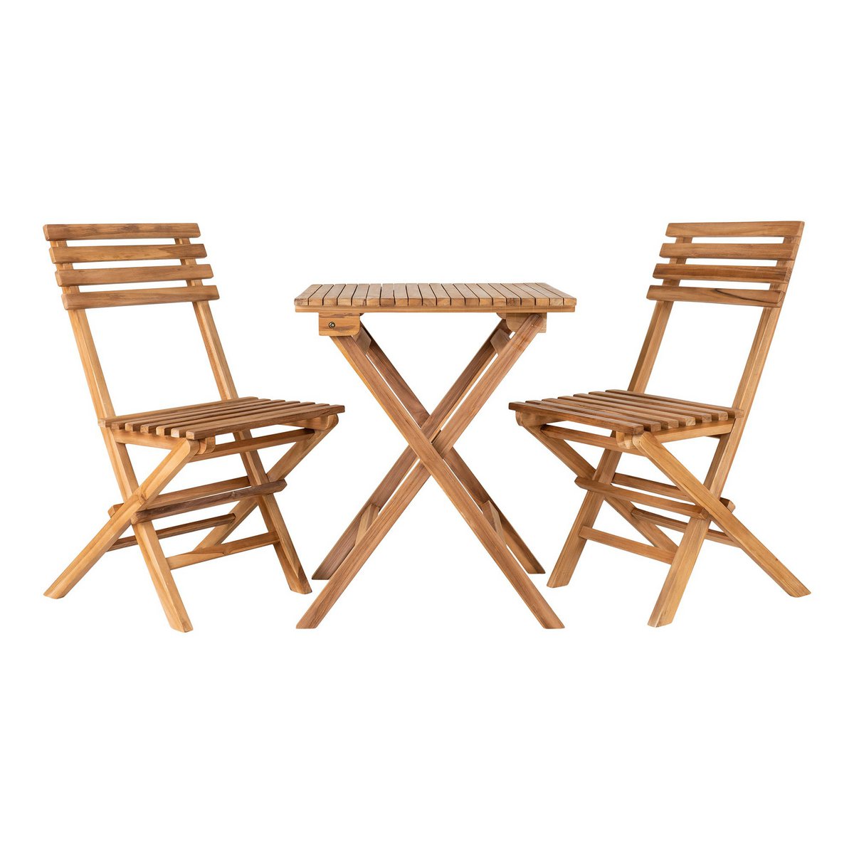 House Nordic - Cuenca Café set - Ensemble café, 2 chaises et 1 table, teck, naturel