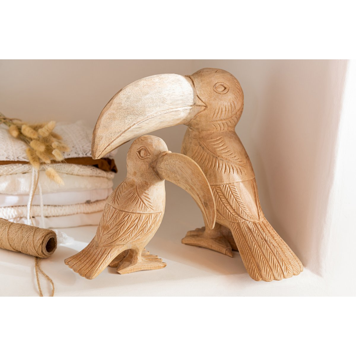 J-Line - Décoration Toucan - Bois - Naturel - S