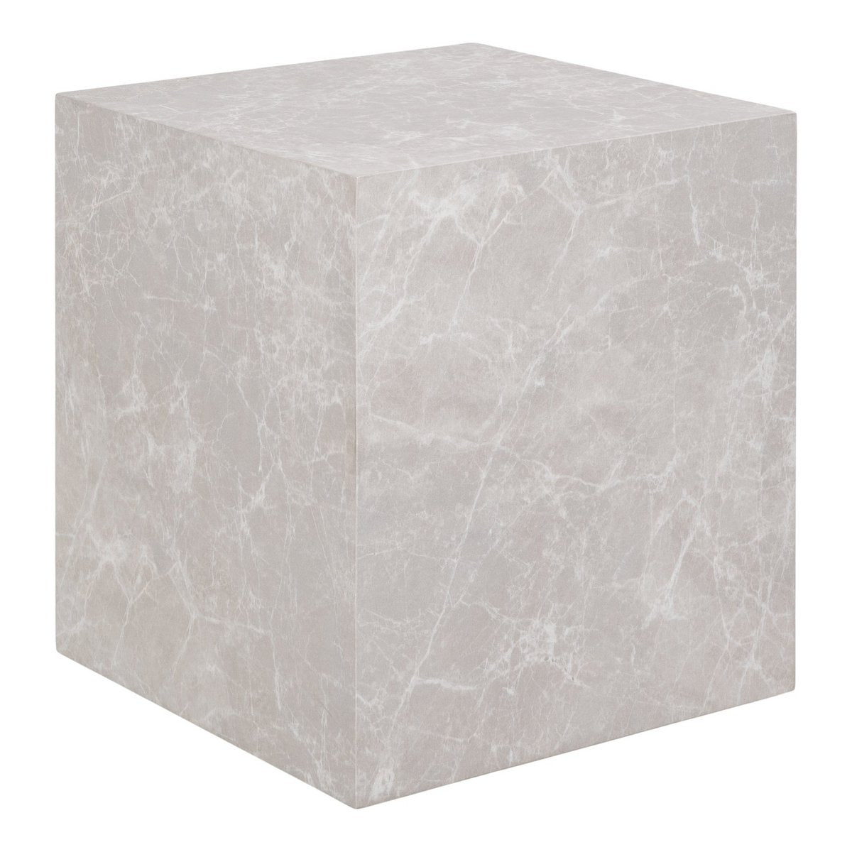 House Nordic - Prague Side Table - Bijzettafel, marmerlook, beige 40x40x45 cm