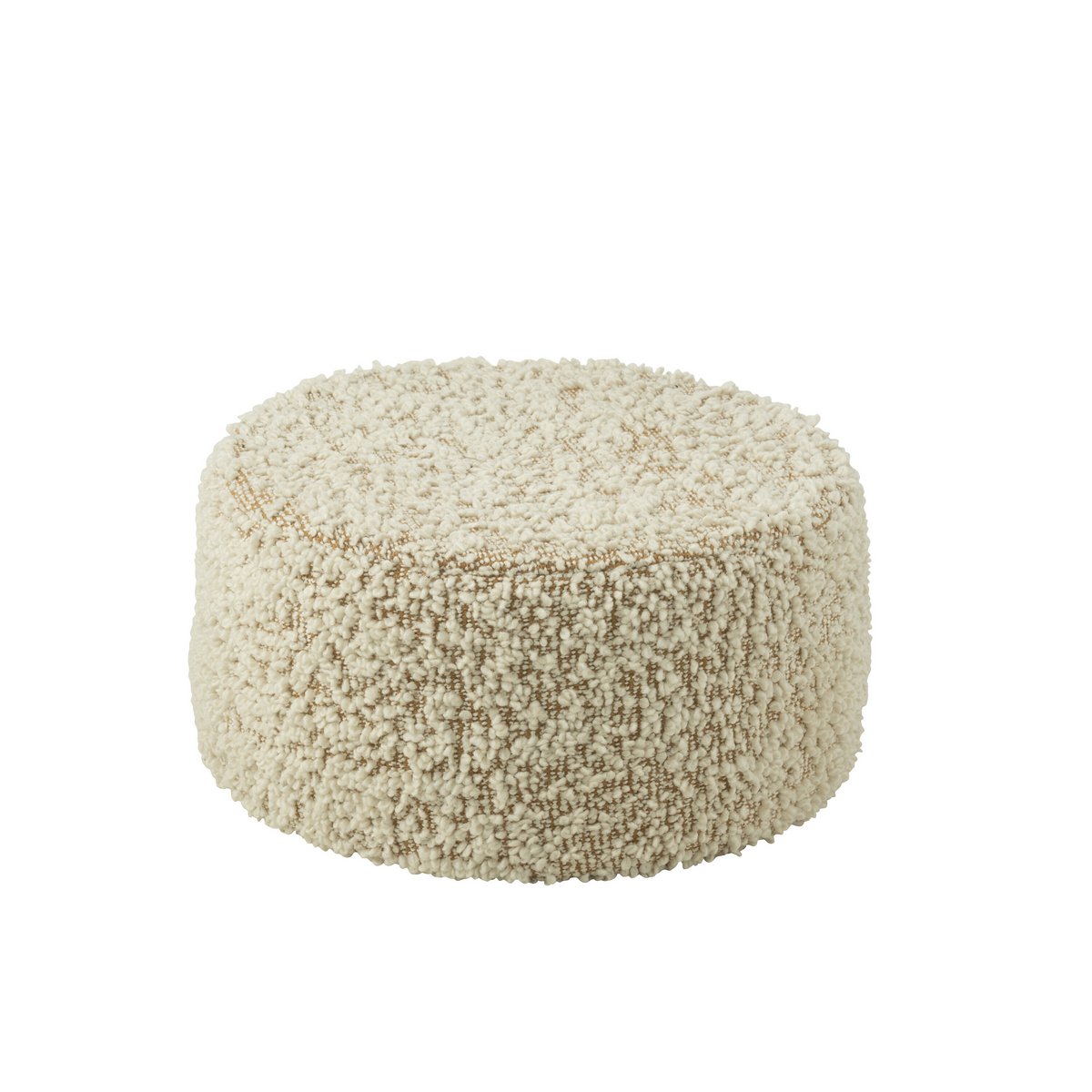 J-Line - Pouf Round Bouclé Baumwolle/Polyester Kamel/Creme