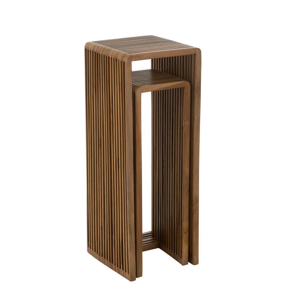 J-Line – Beistelltische Cube Recyceltes Teakholz – Holz Natur