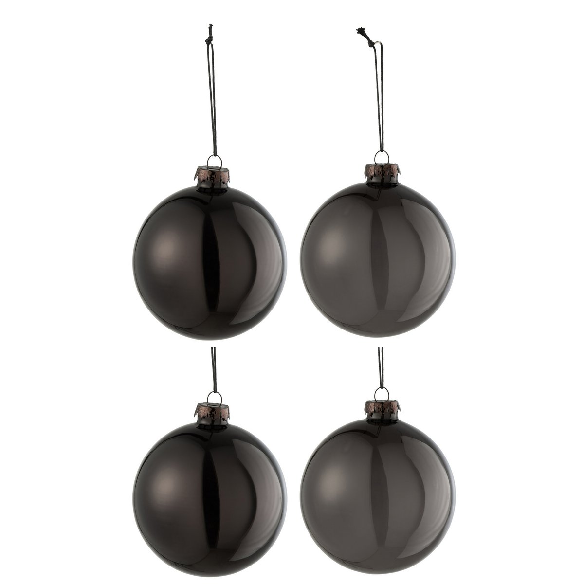 J-Line - Boîte de boules de Noël 'Starholm' (Taille M, Lot de 4, Noir)