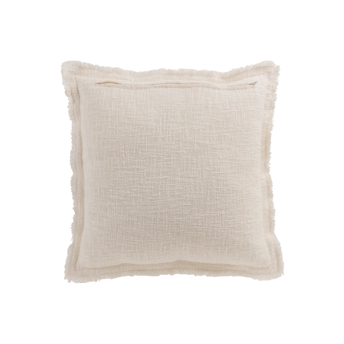 J-Line - Coussin Uni Coton Tissé Blanc