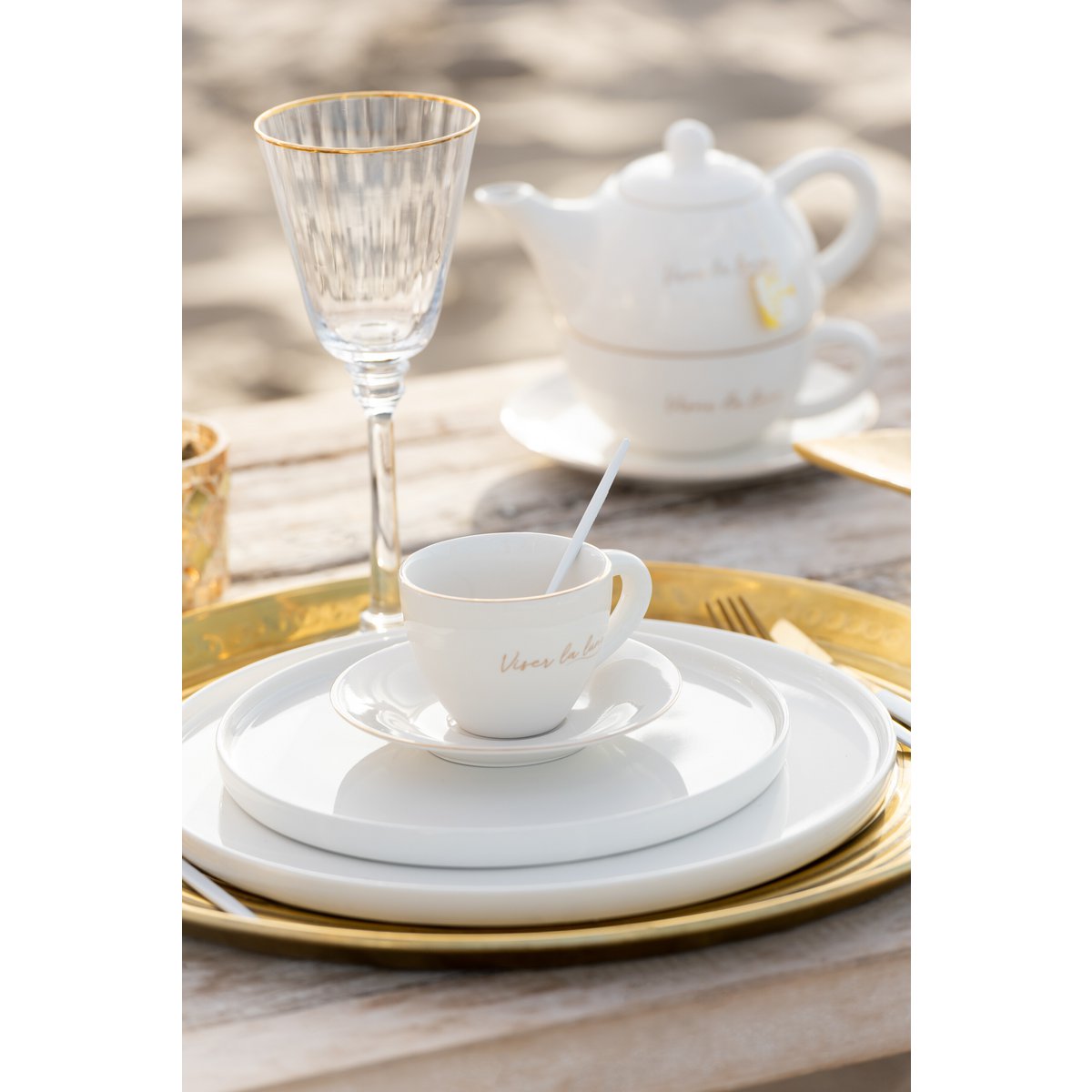 J-Line - Mini Assiette Edge - Porcelaine - Blanc