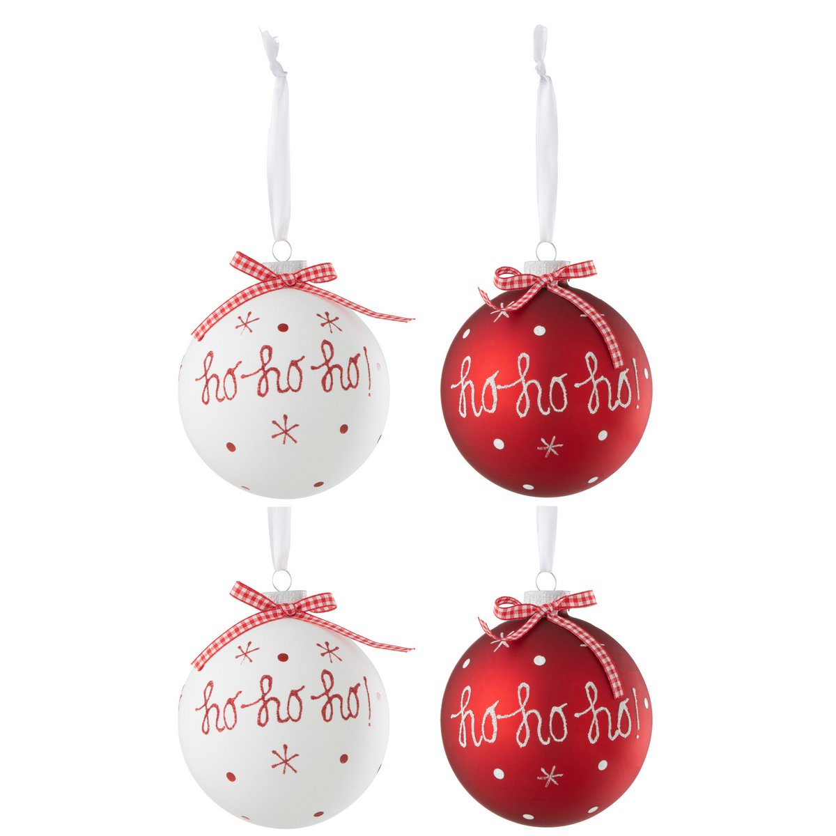 J-Line - Boîte de boules de Noël 'Birkholm' (Taille L, Lot de 4, Rouge)