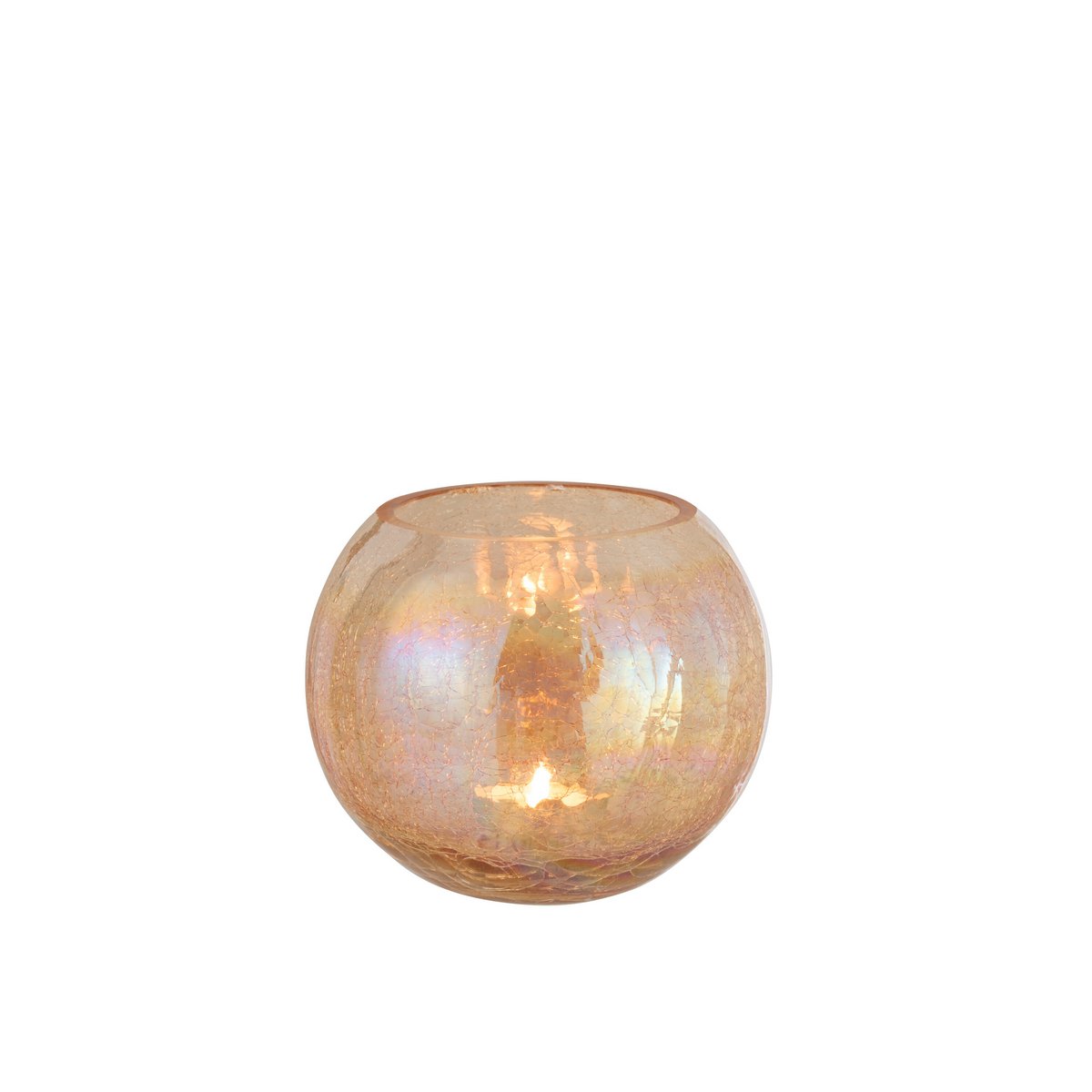 J-Line – Lantern Sphere Crackle Pearl Effect – Glas – Bernstein – Groß