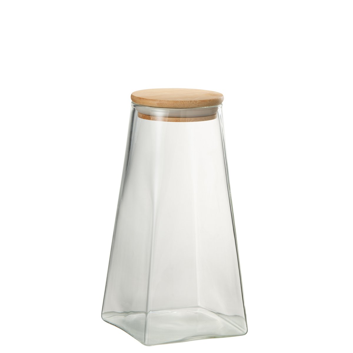 J-Line - Pot En Verre Mona Verre/Bambou Transparent/Naturel