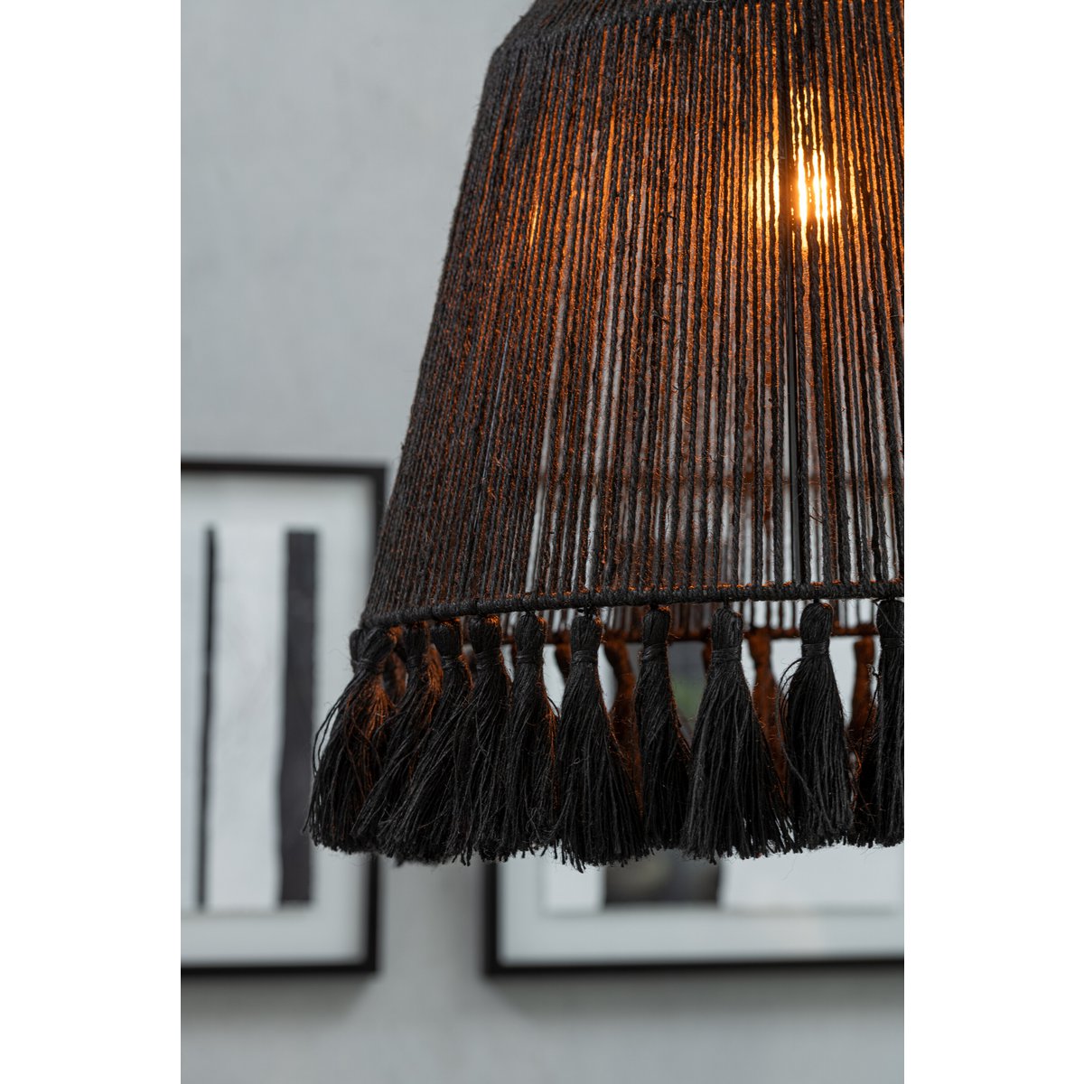 J-Line - Lampe suspendue Celia - Jute - Noir - Petit