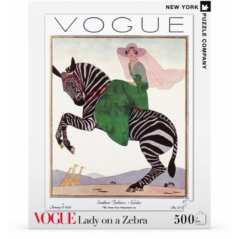 New York Puzzle Company - Puzzle „Dame auf einem Zebra“ (500 Teile)