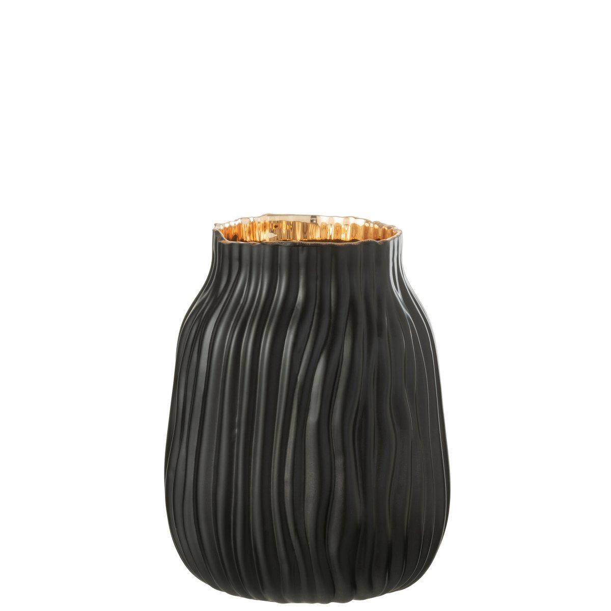 J-Line – Vase Notches Glas Schwarz/Gold Klein – 20,00 cm hoch