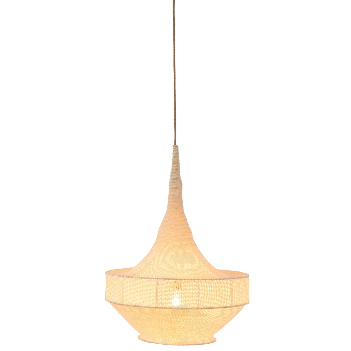 J-Line - Lampe Suspendue Tricotée Main Beige Large