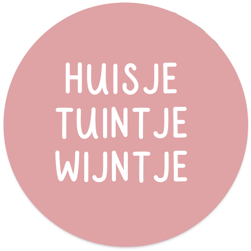 Label2X - Muurcirkel huisje tuintje wijntje roze