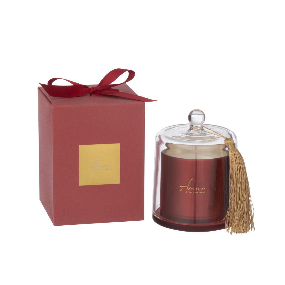 J-Line - Bougie Parfumée Stolp Amour Rouge Grande 45 Heures