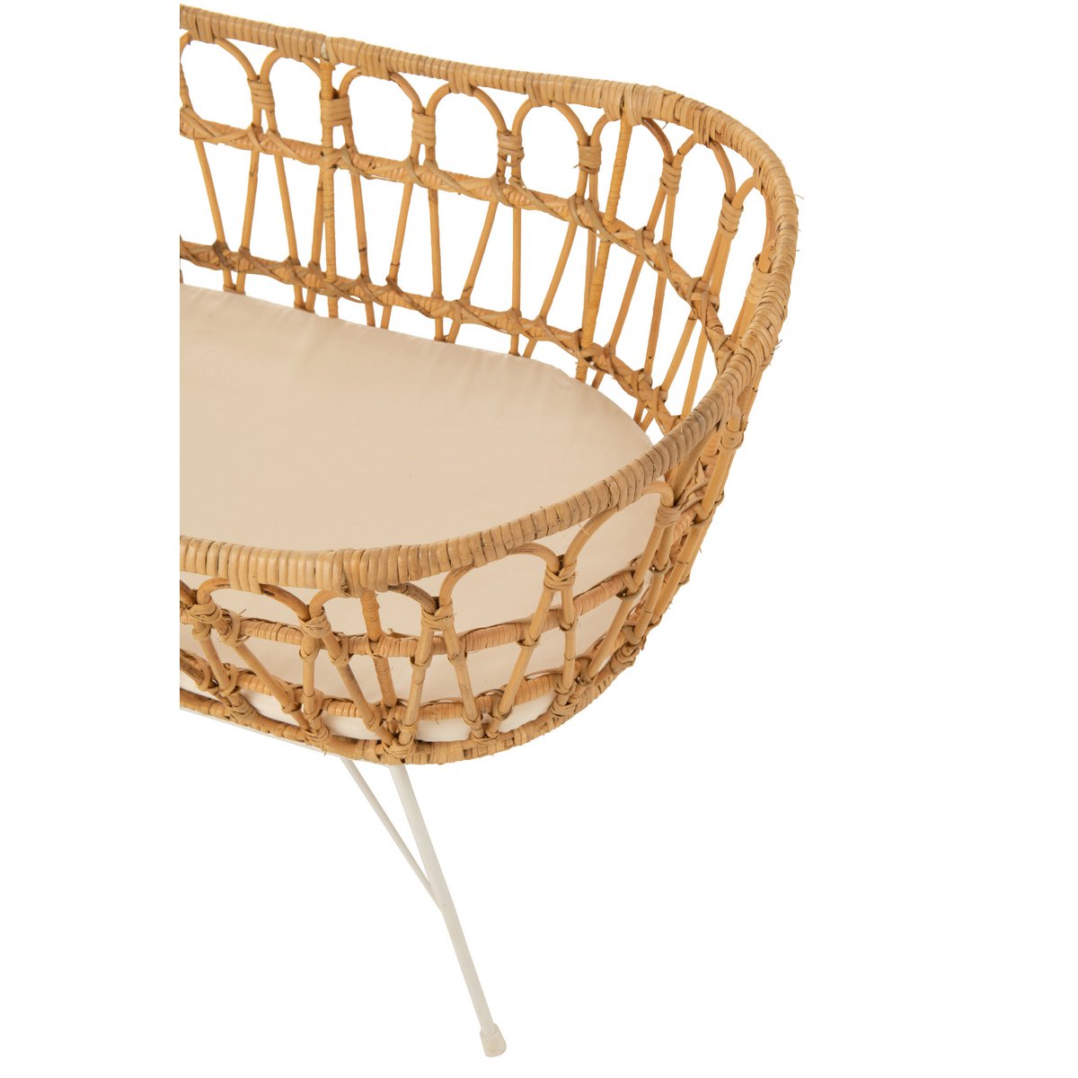 J-Line - kinderbed + matras - rotan/metaal - naturel/wit