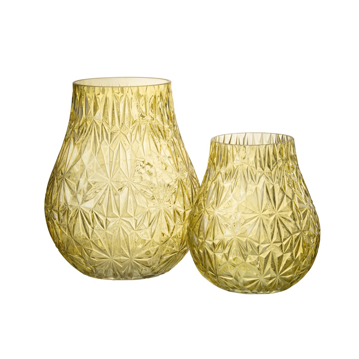 J-Line - Vase Nox Cut - Verre - Jaune - Grand