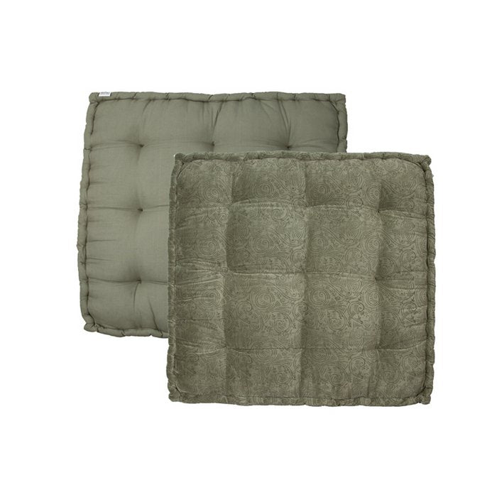 Mme. Bloom - Coussin palette en velours 'Delfina' (80cm x 80cm, Olive)