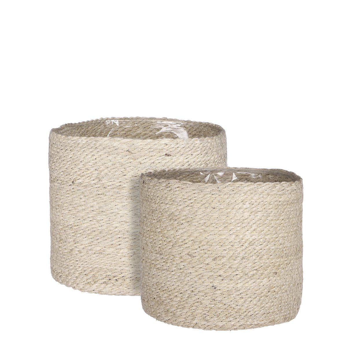 Mica Décorations - Panier à Plantes Atlantic - Lot de 2 - H26 x Ø30 cm - Crème