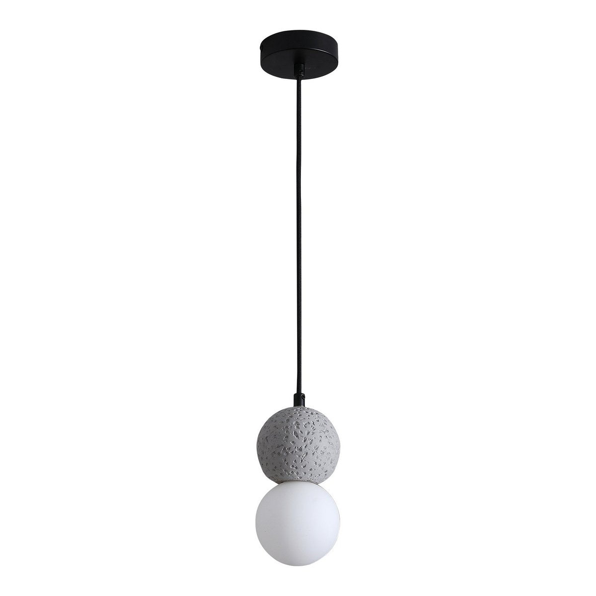 House Nordic - Leeds Hanglamp - Hanger in grijs, bolvormig, stoffen koord van 150 cm