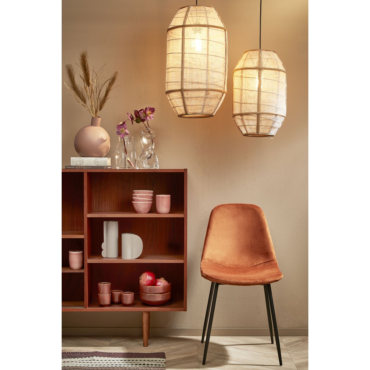 Mica Decorations - Pella Hanglamp - H46 x Ø29 cm - Linnen - Beige