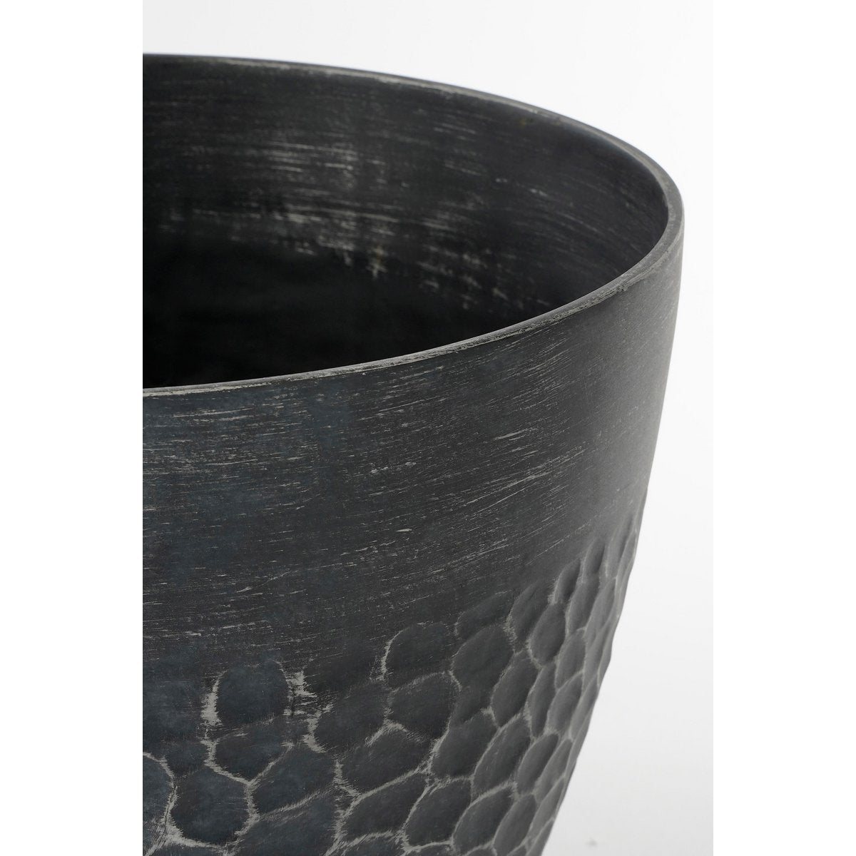 Mica Décorations - Pot de Fleur d'Extérieur Bravo - H26 x Ø30,5 cm - Noir martelé