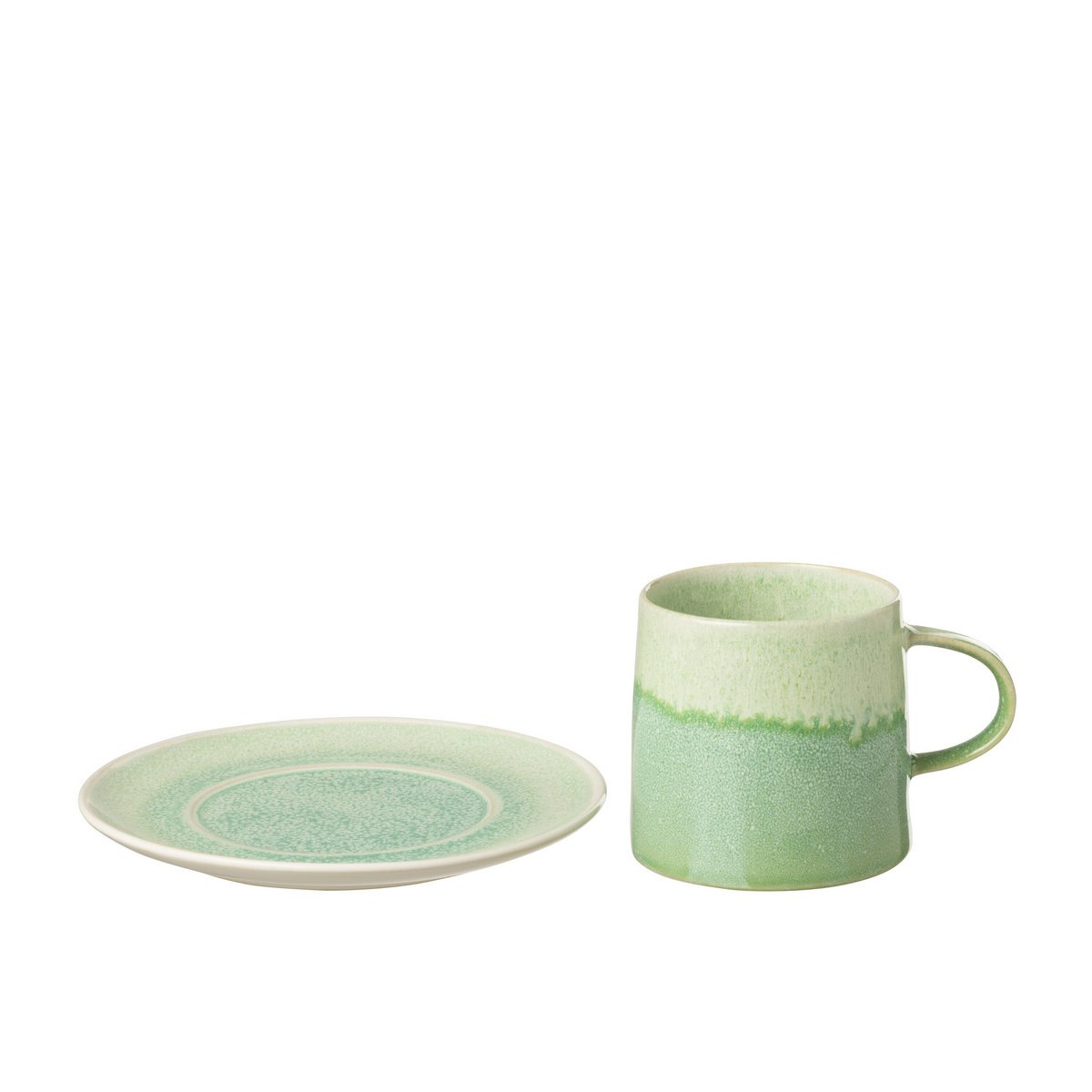 J-Line - Mug + Assiette Lara - Porcelaine - Vert