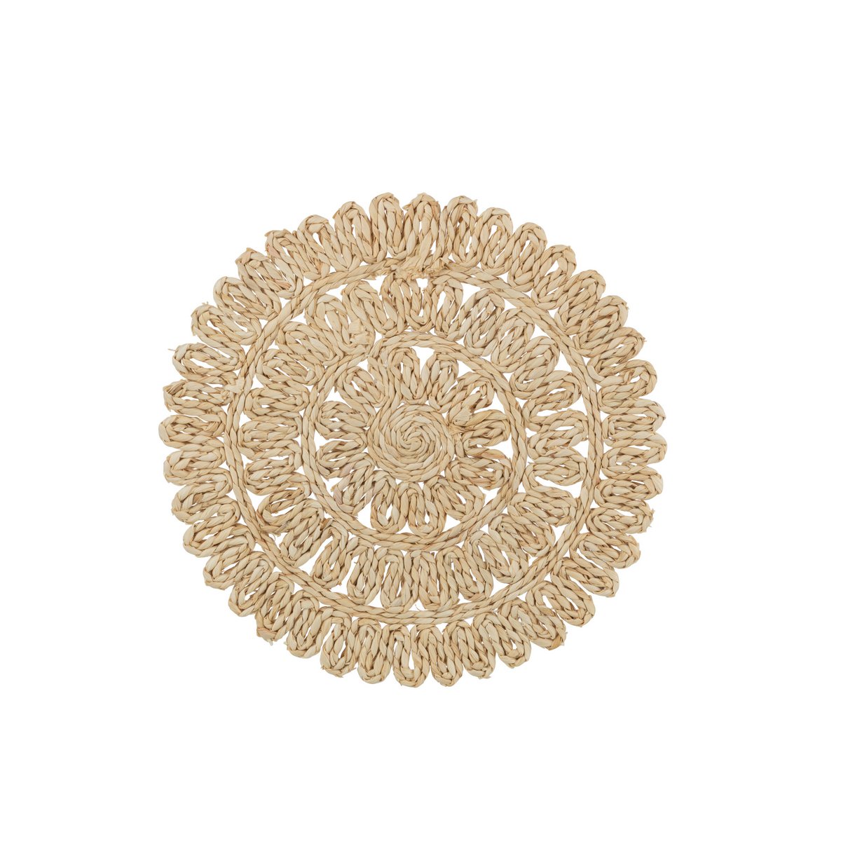 J-Line - Set de Table Rond Fleur + Cercles - Jute - Naturel