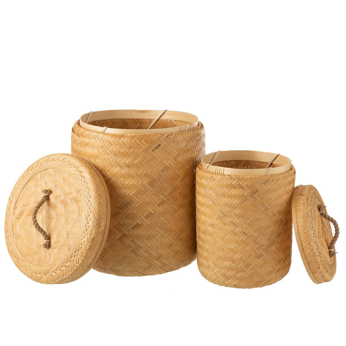 J-Line - Paniers de Rangement Ronds - Bambou - Naturel