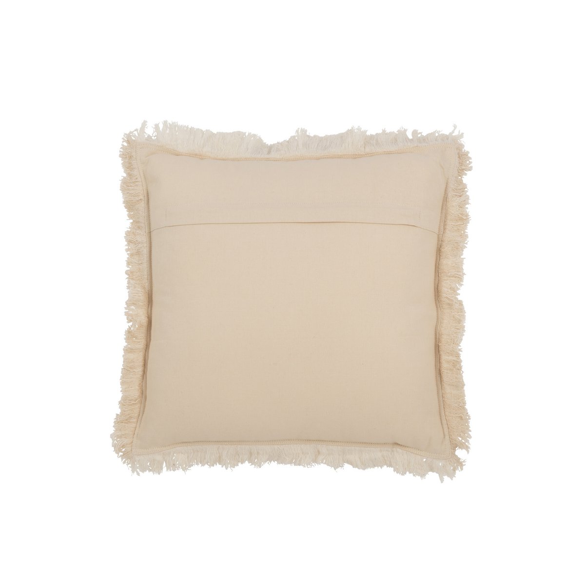 J-Line - Coussin Décoratif Franges Mousseline - Coton - Beige Clair