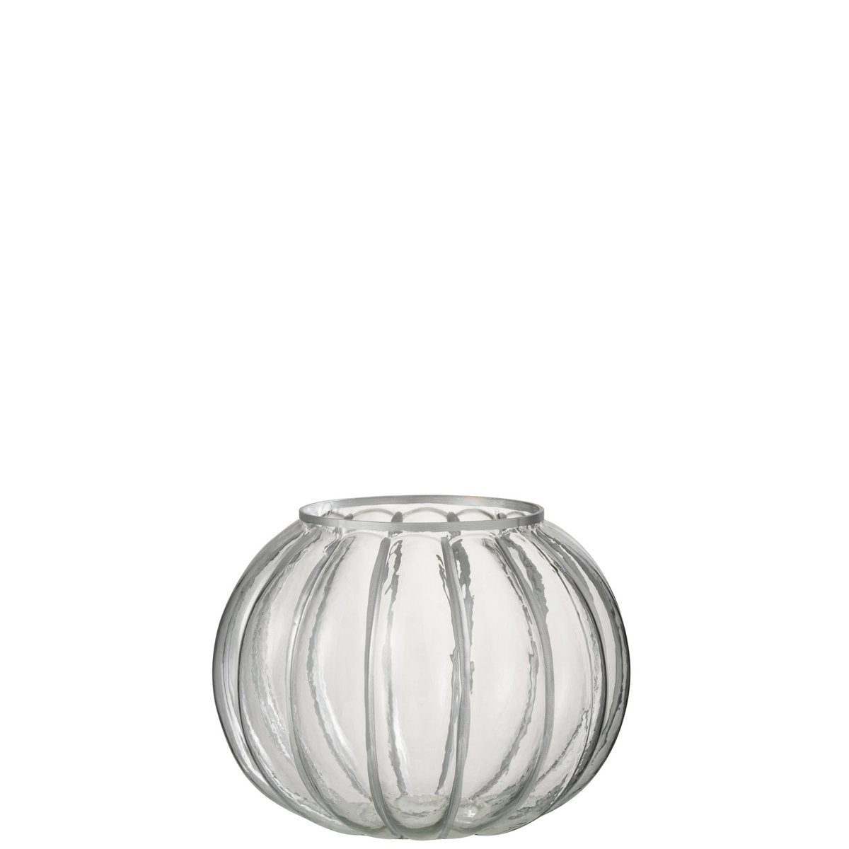 J-Line - Lantern Ball Stripe - Glas - Transparent/Silber - Mittel