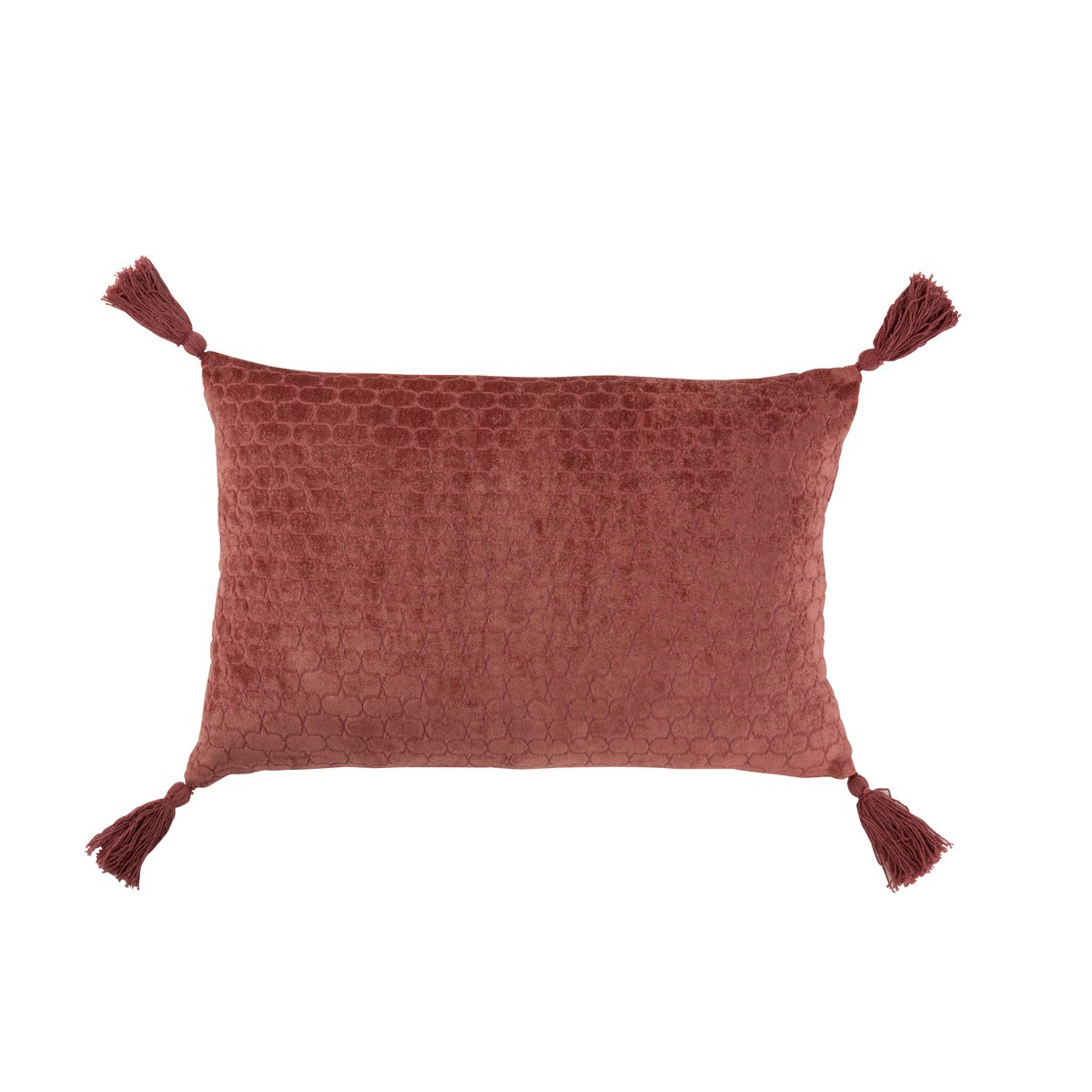 J-Line - Coussin Motif Rectangle - Coton - Terre Cuite/Rouge