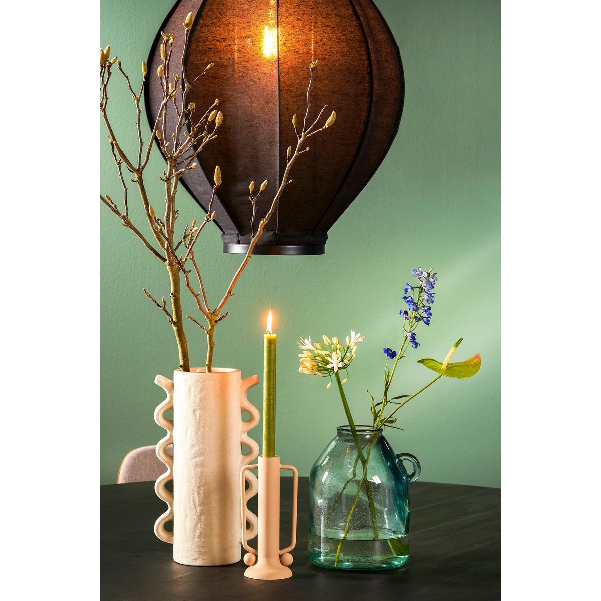 Mica Decorations - Lampe à Suspension Pego - H73 x Ø54 cm - Lin - Noir