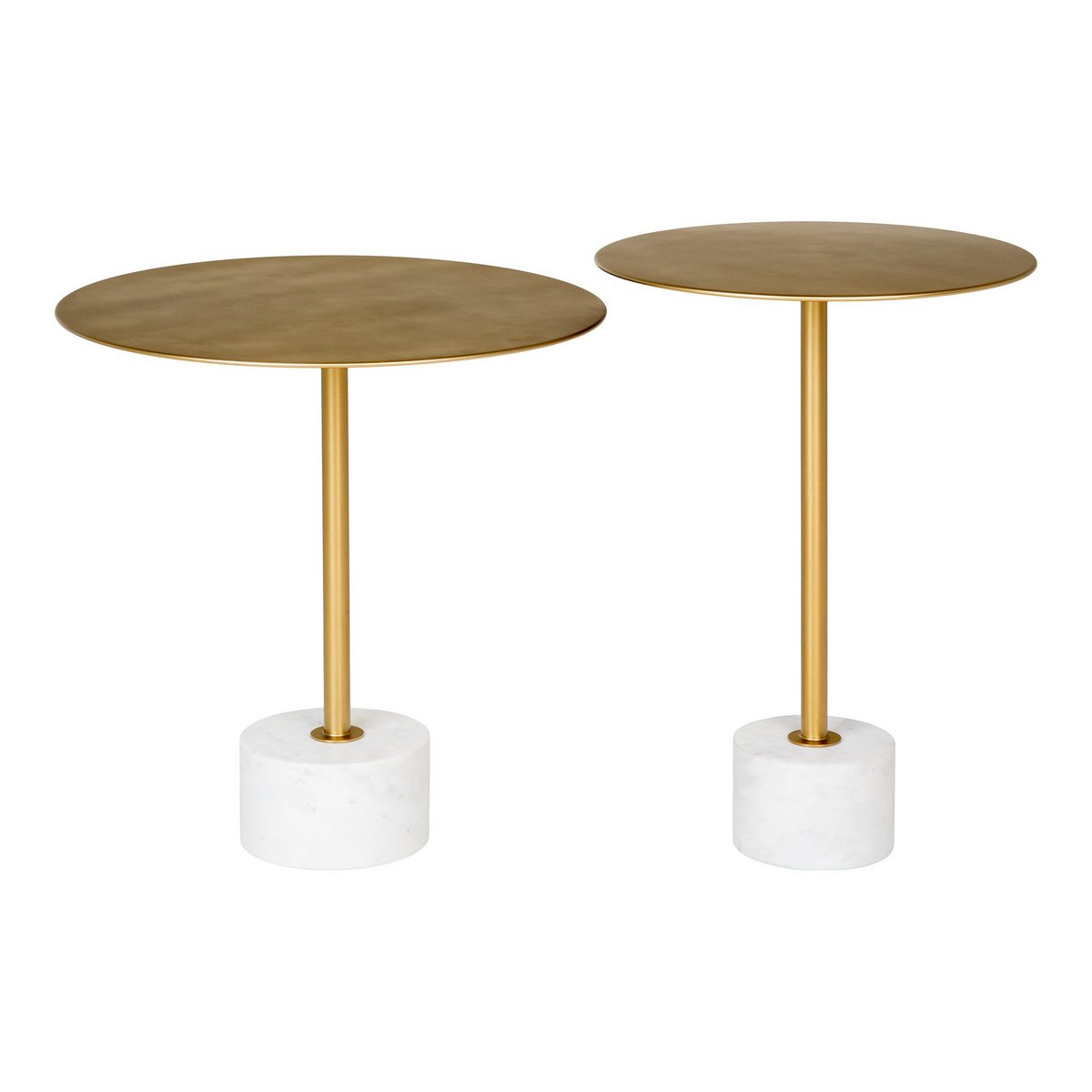 House Nordic - Table d'appoint Lecco - Table d'appoint en laiton et marbre Ø51x52 cm