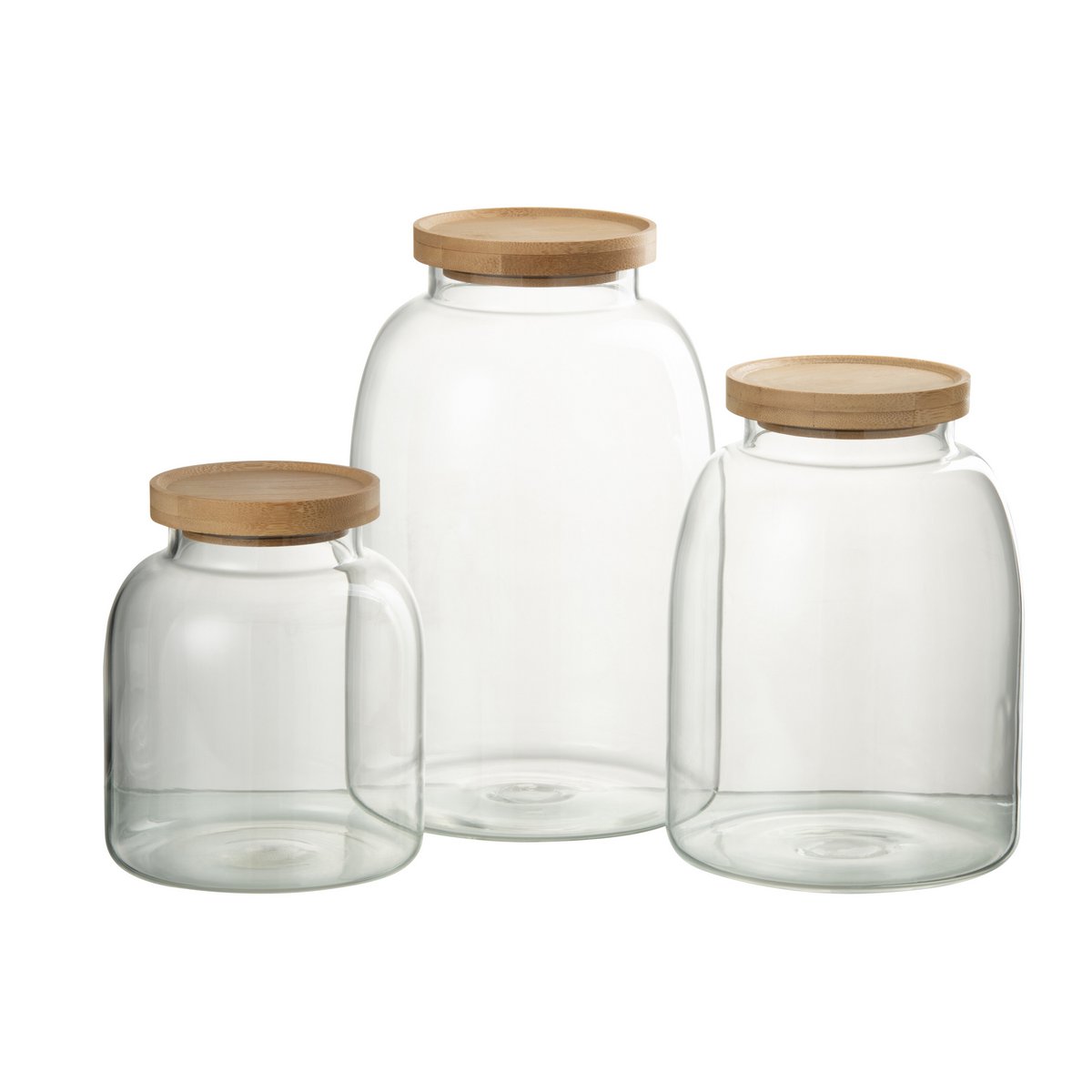 J-Line - Pot En Verre Tom Glass/Bambou Transparent/Naturel Grand