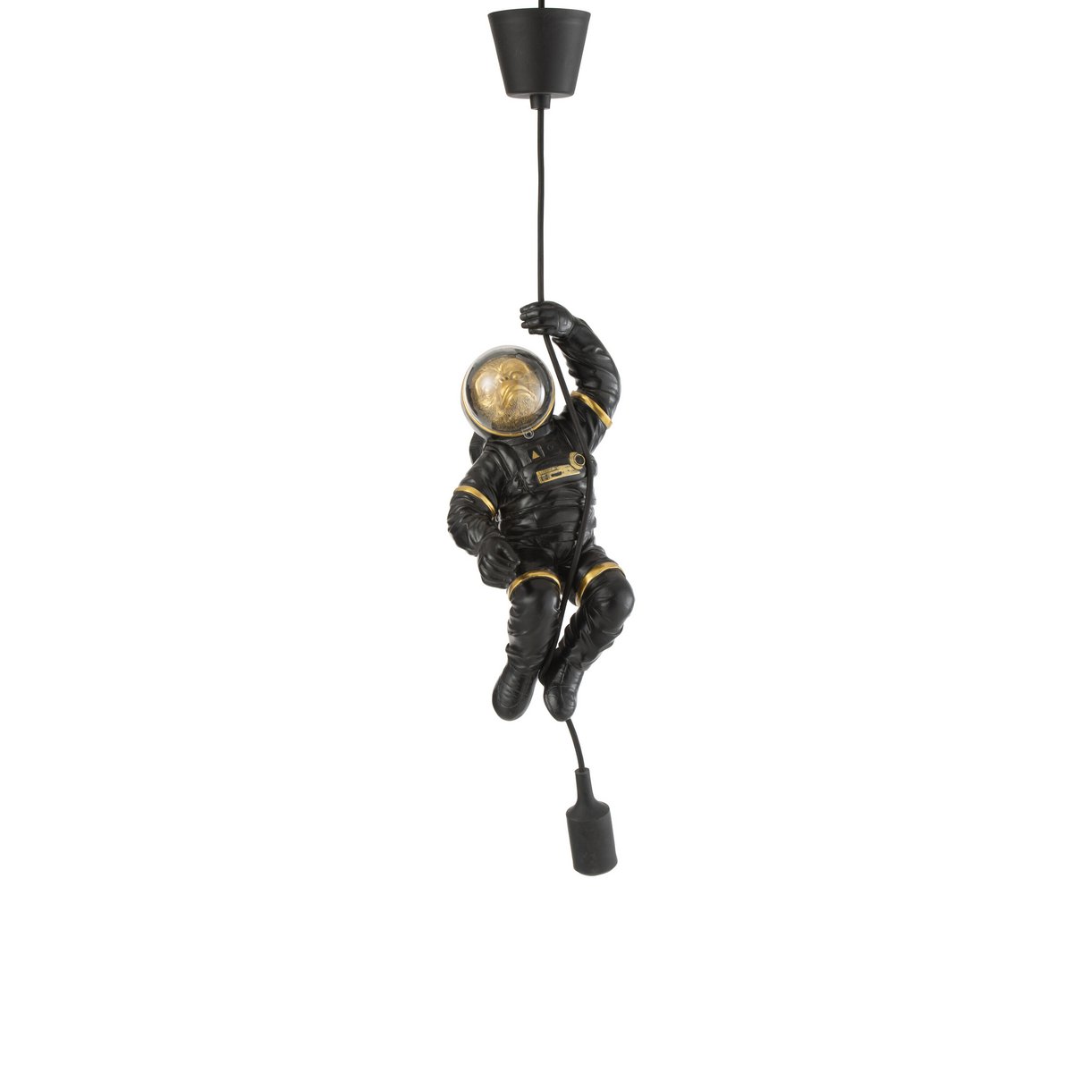 J-Line - Lampe Suspendue Astronaute - Polyester - Noir/Or