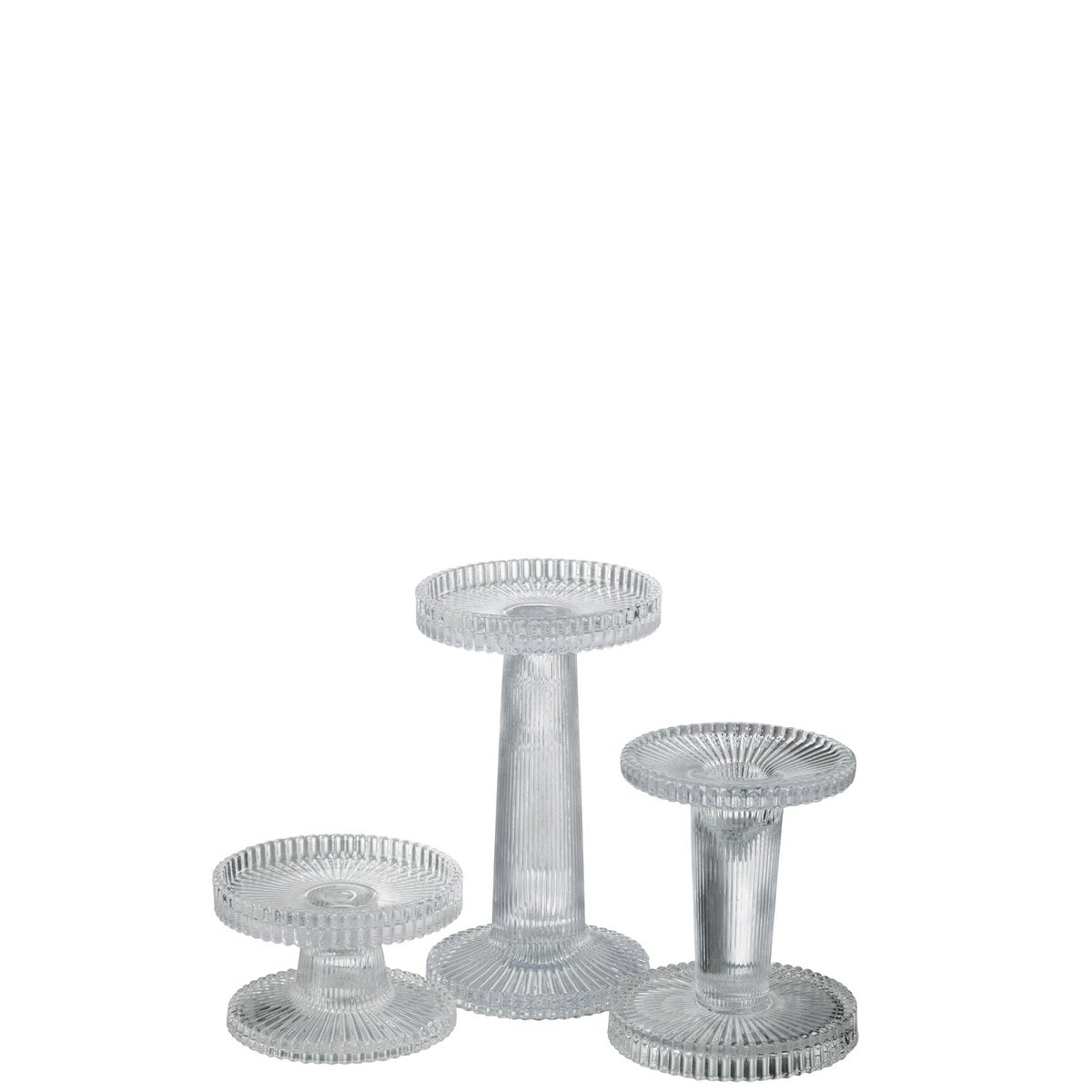 J-Line - Lot de 3 Bougeoirs Nelly Verre Transparent